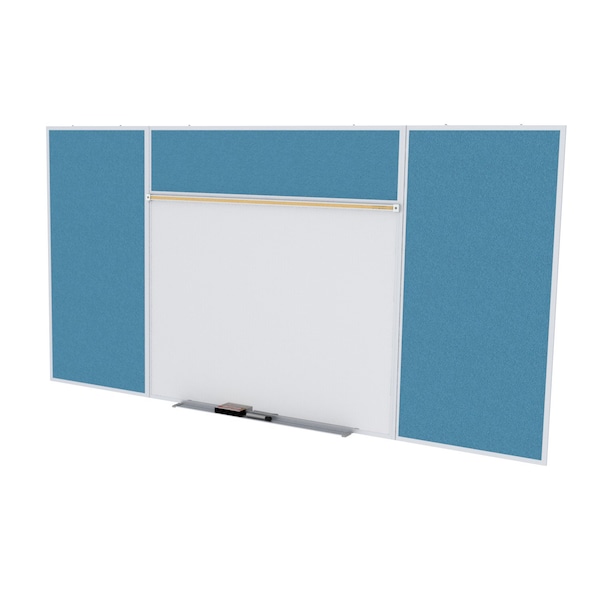 Combo Whiteboard/Bulletin, Mag Por/Vnyl, Styl E, 4 ft H x 10 ft W, Ocean